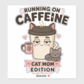 カフェインで走る面白い猫ママノートパソコン用ステッカー シール (シート)
