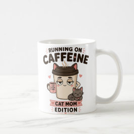 カフェインで走る 面白い 猫ママ コーヒーマグ グッフト コーヒーマグカップ