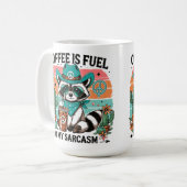カフェインで駆動するサバサバアライグマ コーヒーマグカップ (正面左)