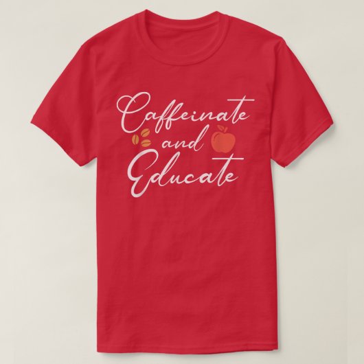 カフェインとおもしろい先生ライフコーヒーD Tシャツ (デザイン正面)