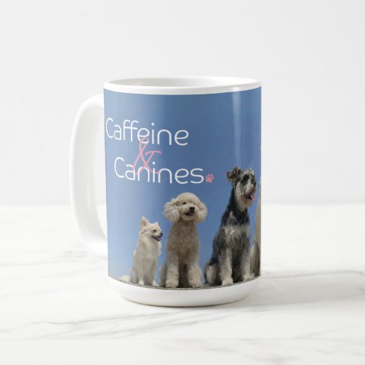 カフェインとわんこ 五犬種フォトマグギフト コーヒーマグカップ (正面左)