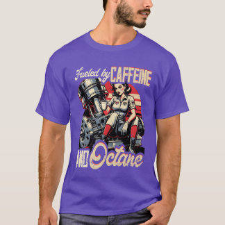 カフェインとオクタン価で走るペトロヘッドカー ビンテージ Tシャツ