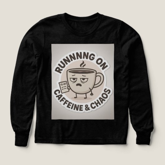 カフェインとカオスで走る 面白い コーヒーステッカー (デザイン正面)