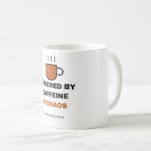 カフェインとカオスに支えられて 面白い コーヒーマグ コーヒーマグカップ (正面右)