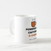 カフェインとカオスに支えられて 面白い コーヒーマグ コーヒーマグカップ (正面左)