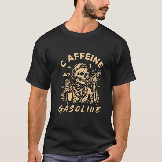 カフェインとガソリンTシャツ 楽しいレーシングファン向け Tシャツ (正面)