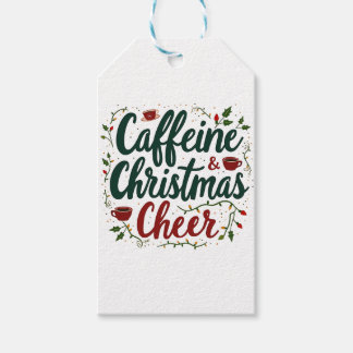 カフェインとクリスマス応援コーヒー愛好家 ギフトタグ