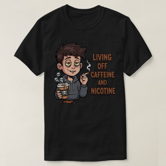 カフェインとニコチン ダークTシャツ Tシャツ (デザイン正面)