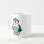 カフェインとペンギンで寒さ コーヒーマグカップ (正面左)