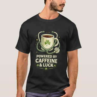カフェインとラックで動く面白いコーヒークローバー Tシャツ