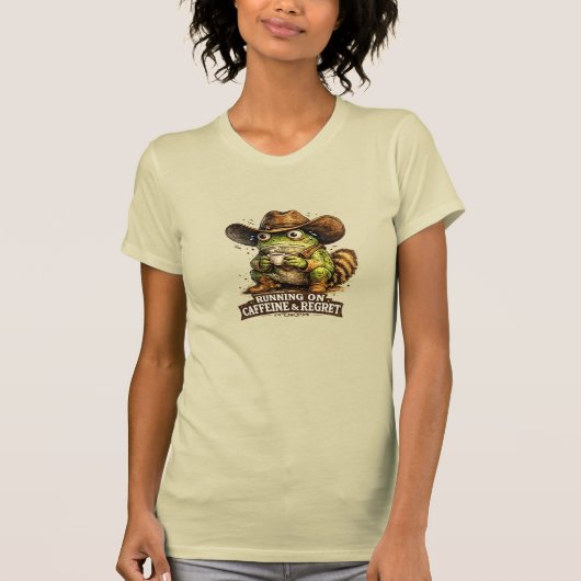カフェインと後悔で走り出す Tシャツ (正面)