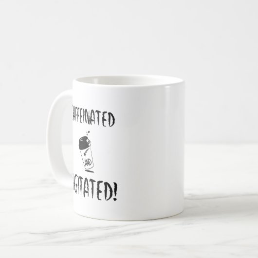 カフェインと攪拌されたコおもしろいーヒーデザイン コーヒーマグカップ (正面左)