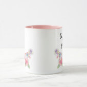 カフェインと検疫の水の色フローラピンク マグカップ (中央)