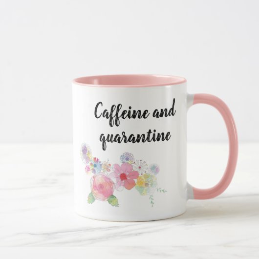 カフェインと検疫の水の色フローラピンク マグカップ (右)