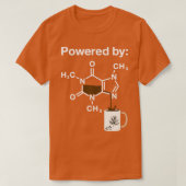 カフェインのコーヒーを飲む科学中毒者によって動く Tシャツ (デザイン正面)