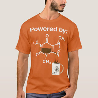 カフェインのコーヒーを飲む科学中毒者によって動く Tシャツ