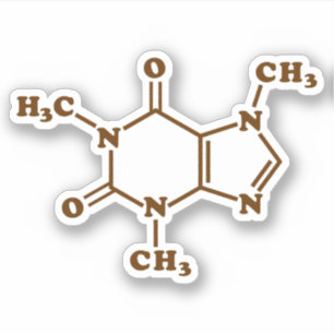 カフェインのコーヒー分子化学式 シール