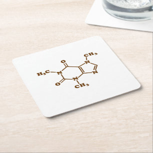 カフェインのコーヒー分子化学式 スクエアペーパーコースター