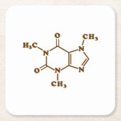 カフェインのコーヒー分子化学式 スクエアペーパーコースター (正面)