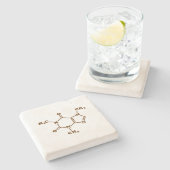 カフェインのコーヒー分子化学式 ストーンコースター (横)