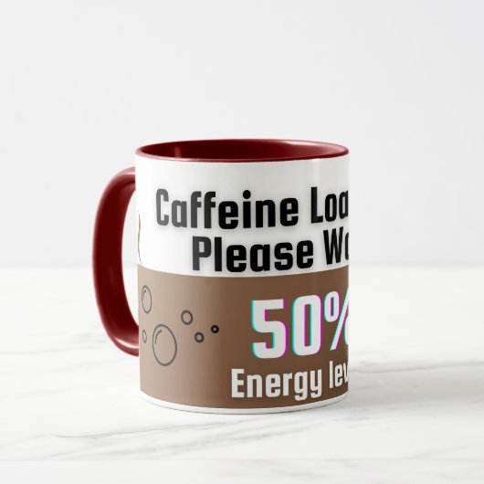 カフェインのロード…お待ち下さい – コーヒおもしろいーマグ マグカップ (正面左)