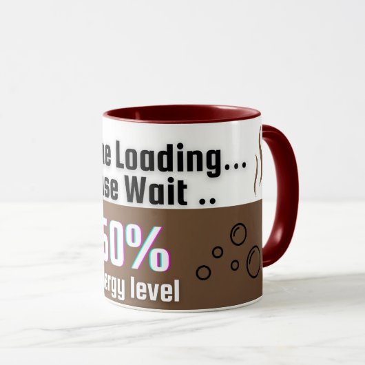 カフェインのロード…お待ち下さい – コーヒおもしろいーマグ マグカップ (正面右)