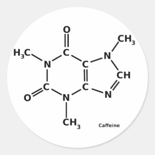 カフェインの分子のステッカー ラウンドシール