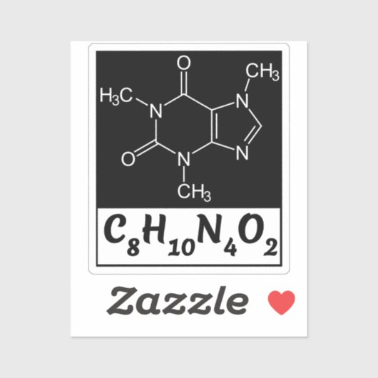 カフェインの分子式 - ブラックコーヒー シール (シート)