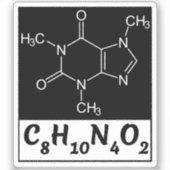 カフェインの分子式 - ブラックコーヒー シール (正面)