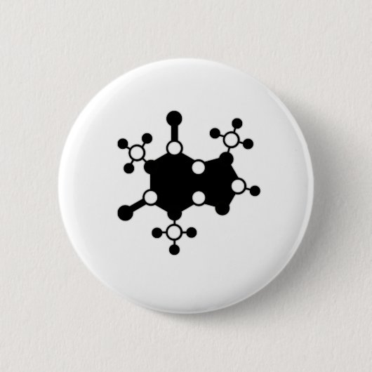 カフェインの分子 缶バッジ (正面)