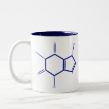 カフェインの分子-青