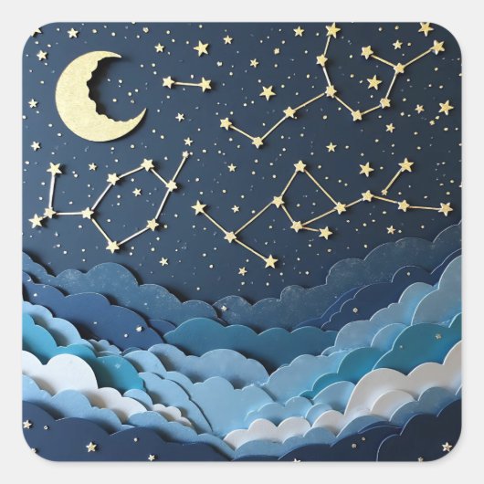 カフェインの夢：コーヒーアートのシール スクエアシール (正面)