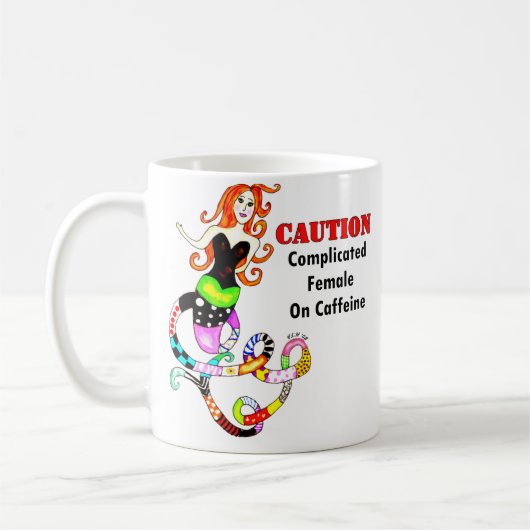 "カフェインの女性を"の人魚複雑にしました コーヒーマグカップ (左)