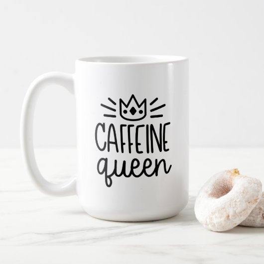 カフェインの女王15ozのマグ コーヒーマグカップ (ドーナツ)