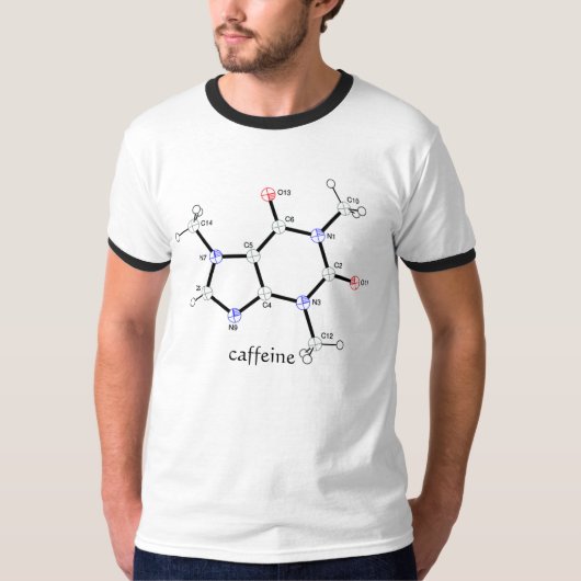 カフェインの構造のワイシャツ Tシャツ (正面)