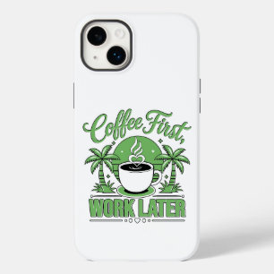 カフェインの気分でコーヒーファースト、仕事ラター Case-Mate iPhone 14 PLUSケース