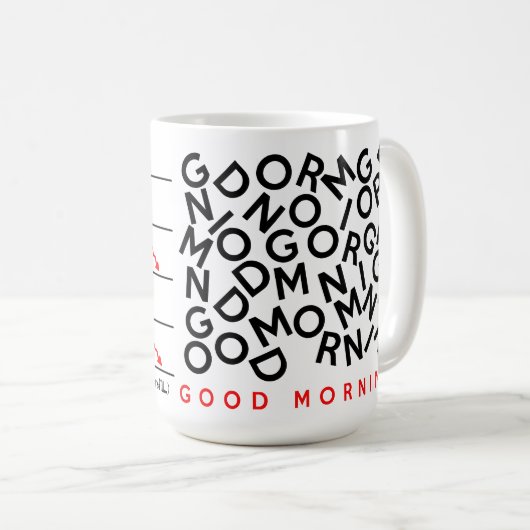 カフェインは右利きのコーヒー常習者のマグを-水平にします コーヒーマグカップ (正面右)