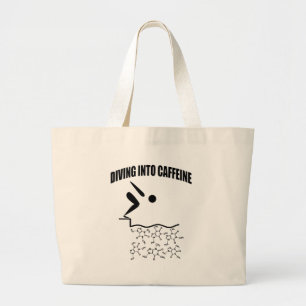 カフェインへのダイビング ラージトートバッグ