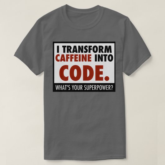 カフェインをコードに変換する Tシャツ (デザイン正面)