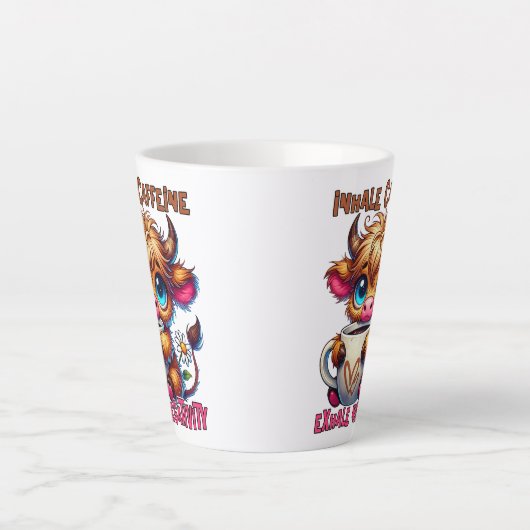 カフェインを吸い込み、ネガティブを吐き出して カフェラテマグ (正面)