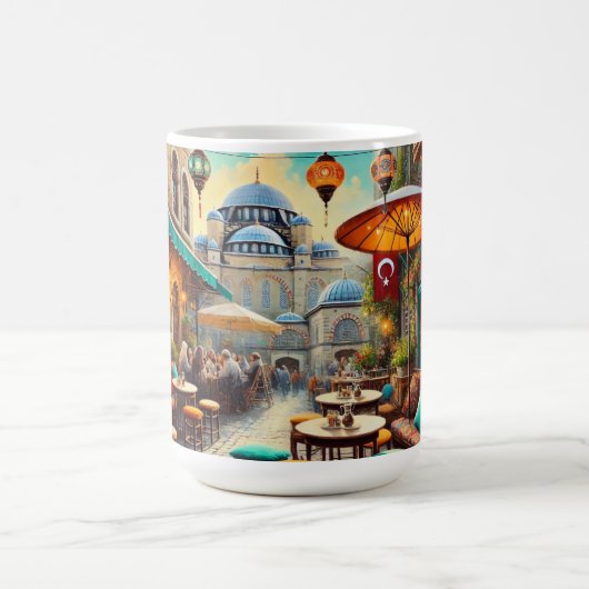 カフェインイスタンブールウォーター絵を描カラー コーヒーマグカップ (中央)