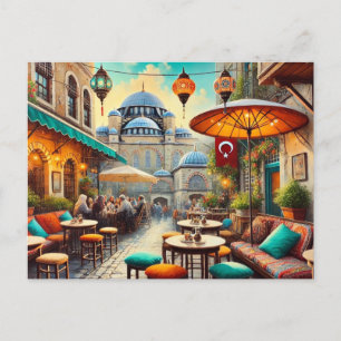 カフェインイスタンブールウォーター絵を描カラー ポストカード