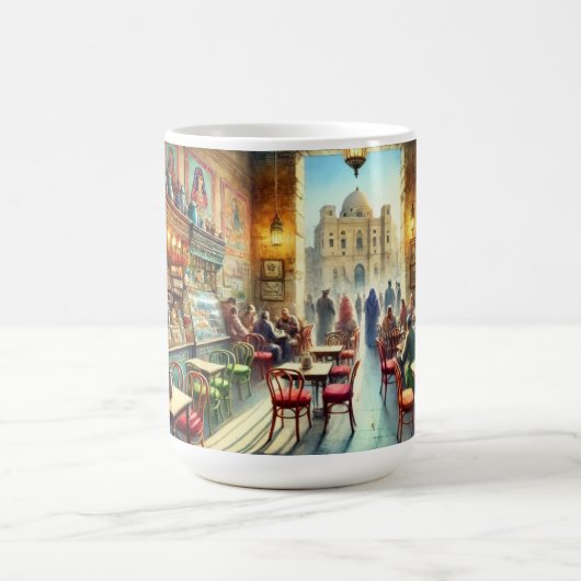 カフェインカイロエジプトの水絵を描色 コーヒーマグカップ (中央)