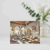 カフェインカサブランカモロッコウォーター絵を描カラー ポストカード (スタンド正面)