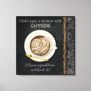 カフェインカプチーノハートアートコーヒーショップアート キャンバスプリント