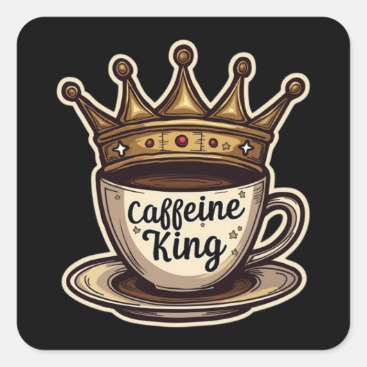カフェインキング – コーヒーで飾る スクエアシール (正面)