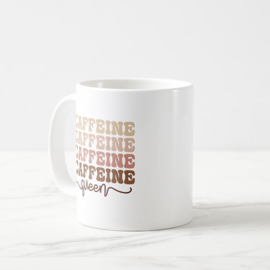 カフェインクイーンIラブコーヒー引用文おもしろいハッピン コーヒーマグカップ (正面左)