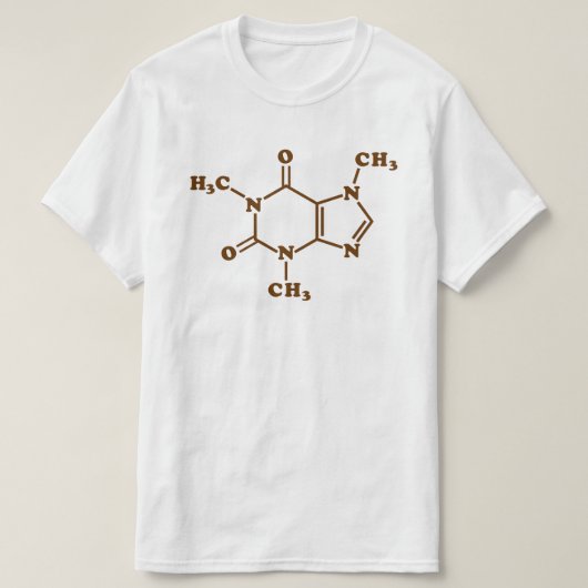 カフェインコーヒー分子化学式 Tシャツ (デザイン正面)