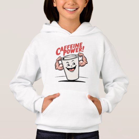 "カフェインパワーフレックス – 子供のTシャツ" (正面)