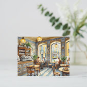 カフェインリスボンイエロートラムウォーター色 ポストカード (スタンド正面)